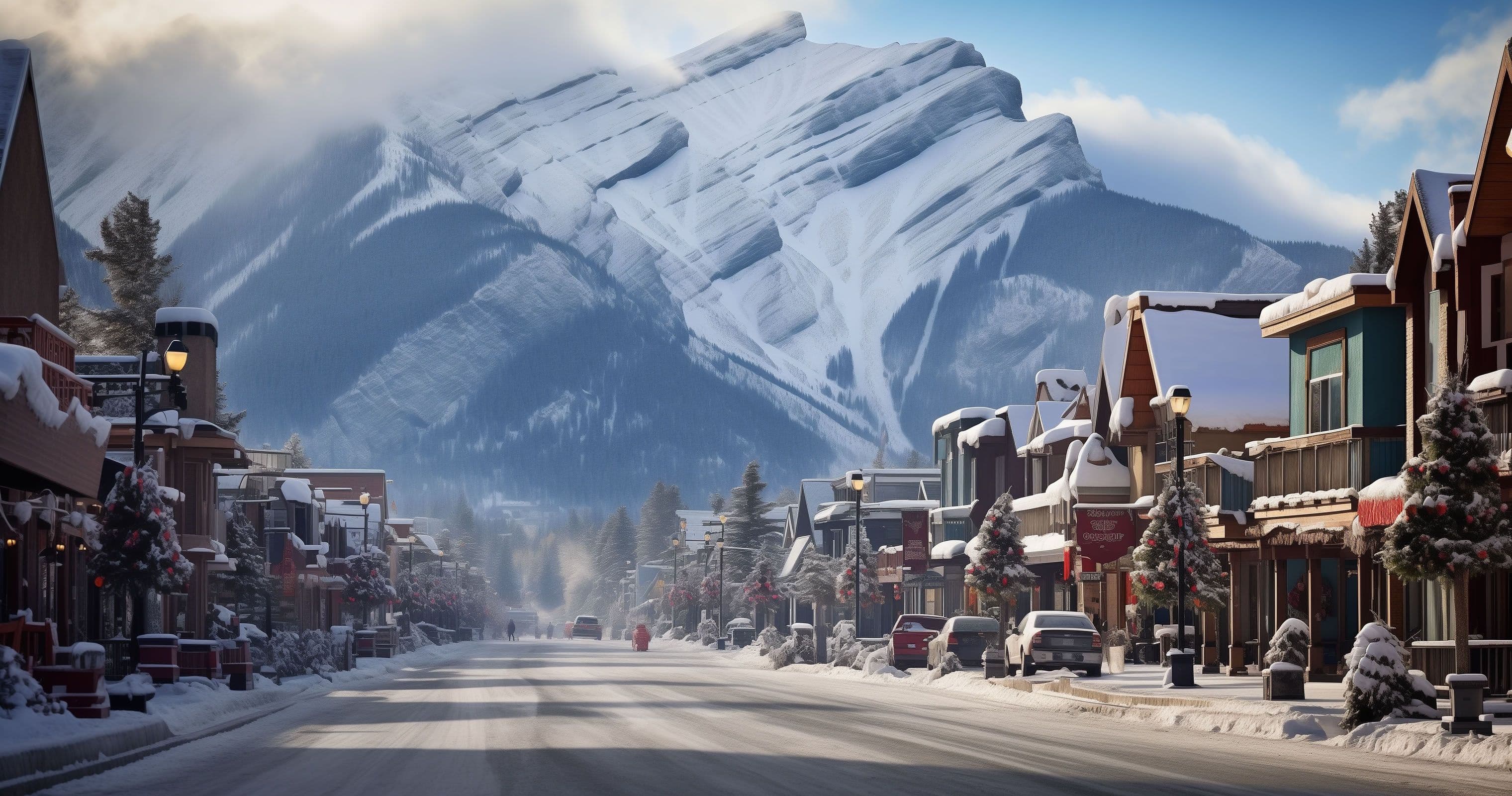 Small Business line main street of Banff, Alberta