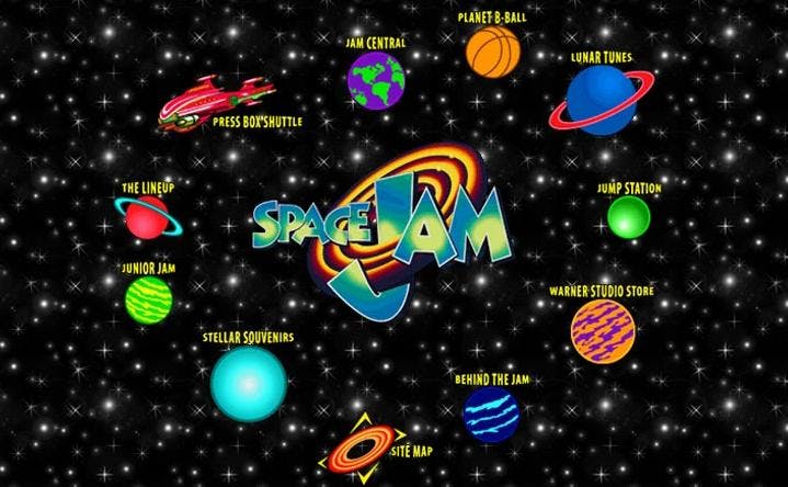 A screenshot of the original Space Jam Movie website
