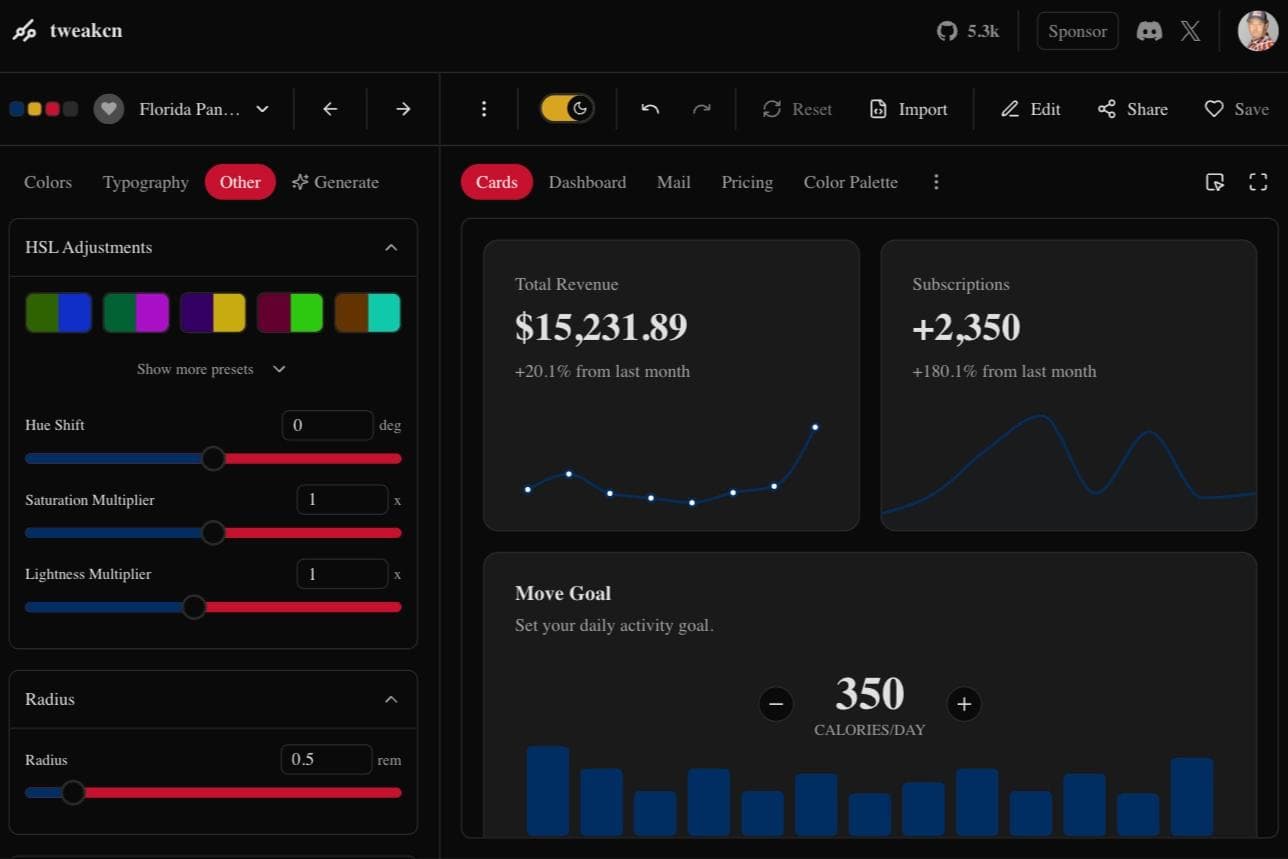 Web Design Mock Up in dark mode